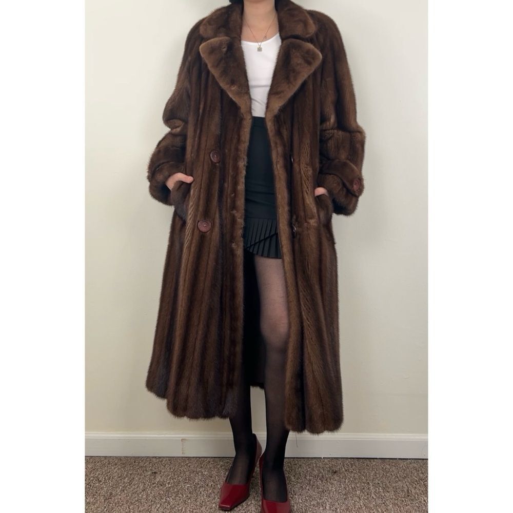 Vintage Birger Christensen Mahogany Top Tier Genuine Mink Coat Overcoat